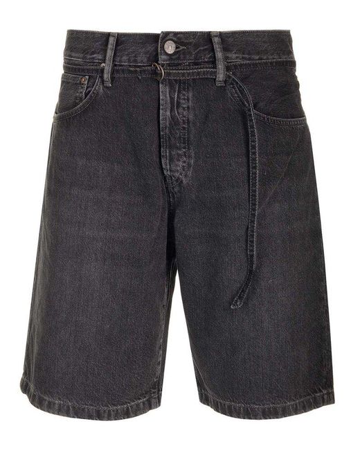 Acne Gray Mid-rise Wide-leg Denim Shorts for men