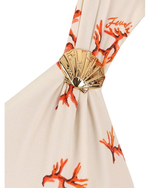 水着・ビーチグッズその他 FENDI One-shoulder swimming costume with coral Fendi Coral Printed One-Shoulder Swimsuit in White | Lyst UK
