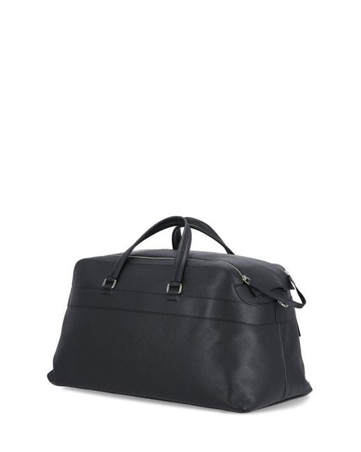 Orciani Black Logo Lettering Zipped Duffle Bag for men
