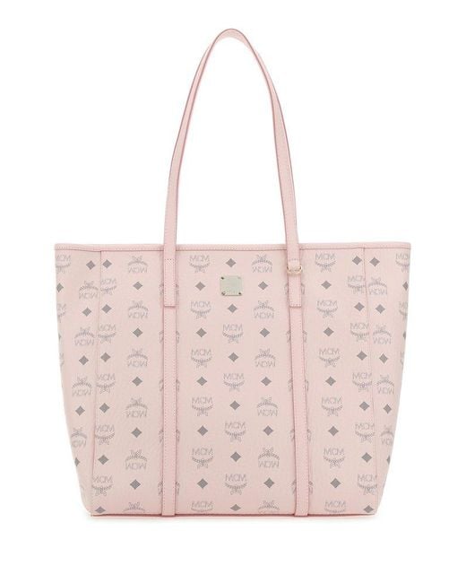 MCM Leather Toni Visetos Shopper Tote Bag in Pink | Lyst Australia