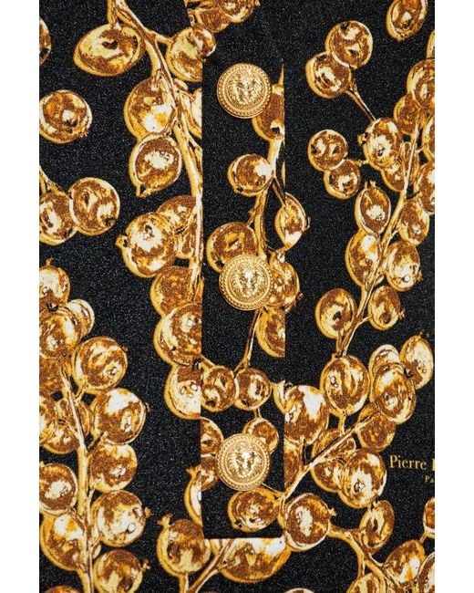 Balmain Metallic Graphic-Print Swimsuit