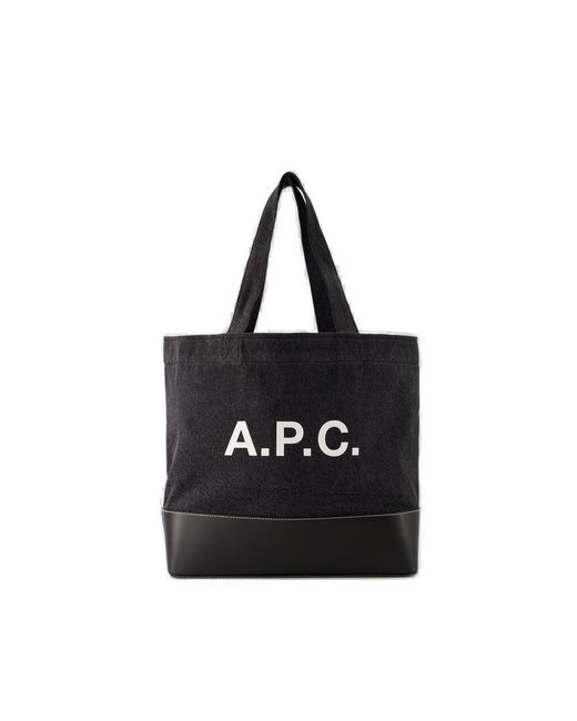 A.P.C. Black Logo Printed Tote Bag