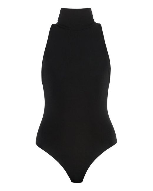 ANDAMANE Black Turtleneck Sleeveless Bodysuit