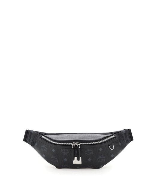 MCM Black Fusten Visetos Small Belt Bag