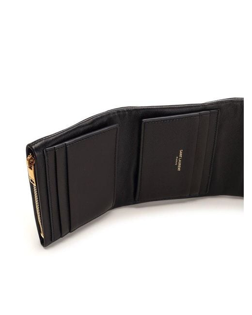 Saint Laurent Black Calypso Compact Wallet