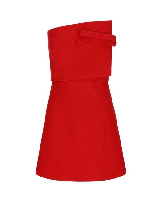 Valentino Red Bow Detailed Sleeveless Mini Dress