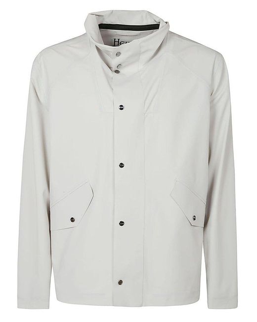 Herno Gray Buttoned High-neck Coat for men