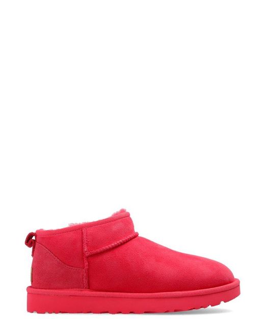 Ugg Red Classic Ultra-mini Ankle Boot In Pink Glow,at Urban Outfitters