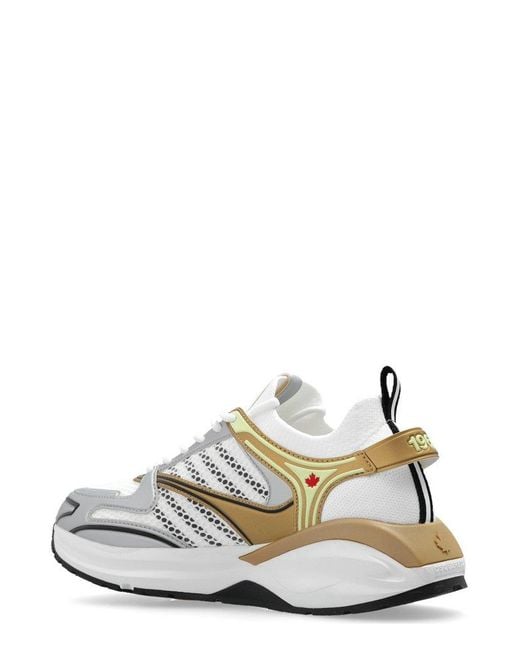 DSquared² White Dash Panelled Lace-up Sneakers