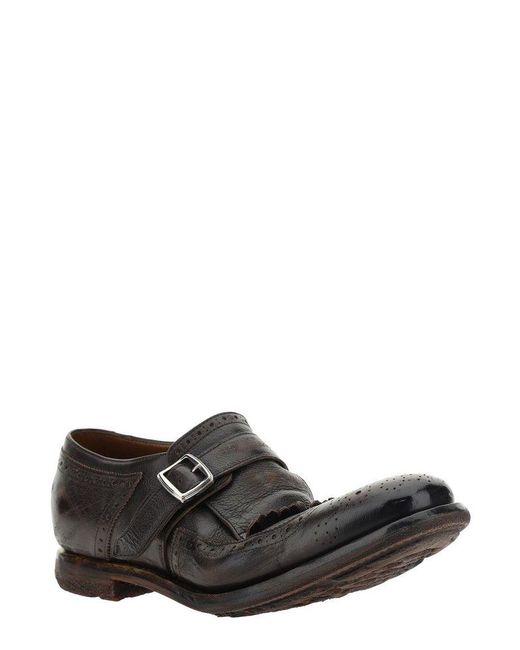 Church's Brown Buckle Detailed Round Toe Loafers for men