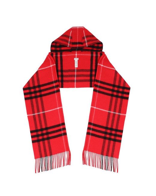 Burberry Red Vintage-check Knitted Hooded Scarf