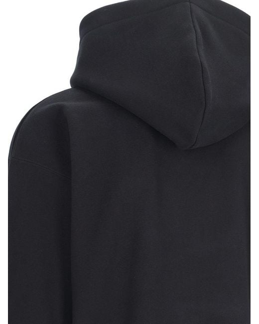 Saint Laurent Blue Logo Embroidered Long-Sleeved Hoodie for men