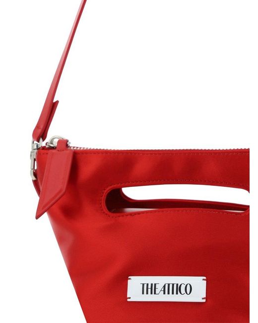 The Attico Red Logo Patch Zipped Tote Bag