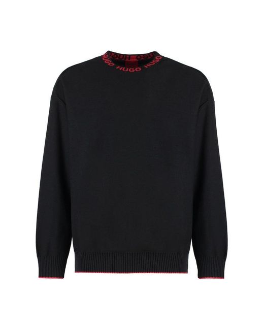 Boss Black Logo Intarsia Oversize-fit Jumper for men