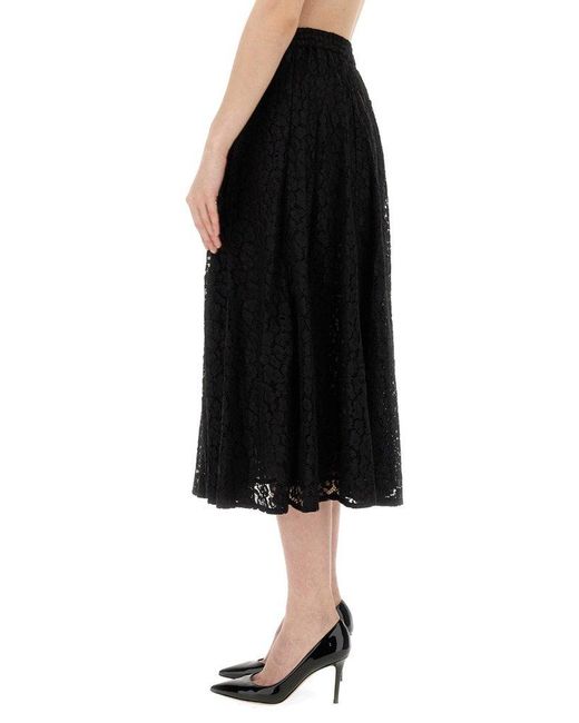 MICHAEL Michael Kors Black Lace Longuette Skirt
