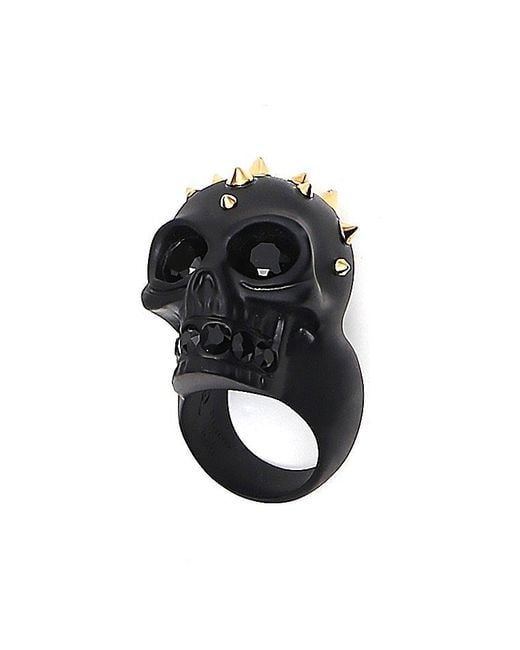 Alexander McQueen Black Skull Embellished Ring for men