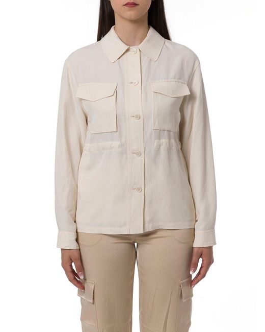 Woolrich Natural Elasticated-waistband Long-sleeved Buttoned Shirt