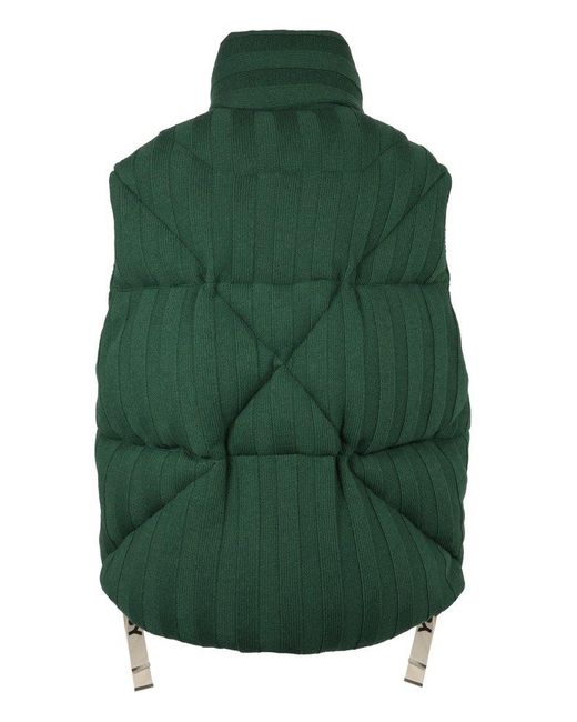 Khrisjoy Green Button-up Knit Puffer Vest