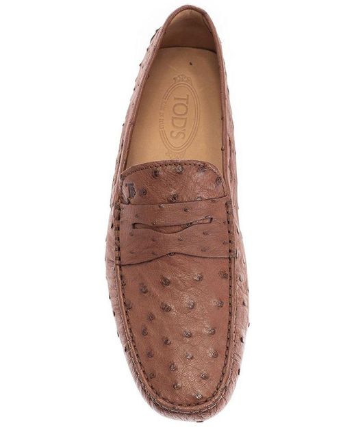 Tod's Brown Logo Debossed Slip-on Loafers for men