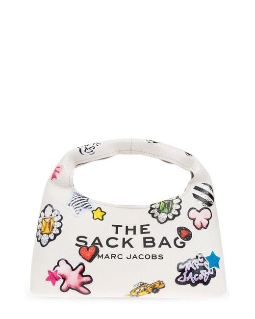 Marc Jacobs The Sticker Top Handle Mini Sack Bag in White | Lyst