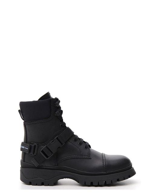 Prada Black Lace-up Ankle Boots
