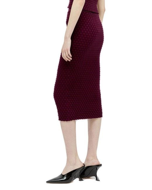Dries Van Noten Red Woven Knit Tiffany Midi Skirt