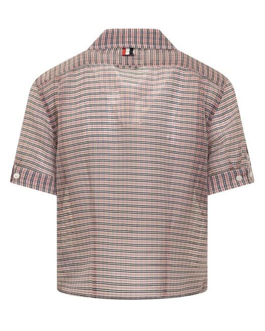 Thom Browne Gray Tucked Check Blouse