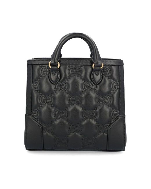 Gucci Black Small GG Matelassé Top-handle Bag