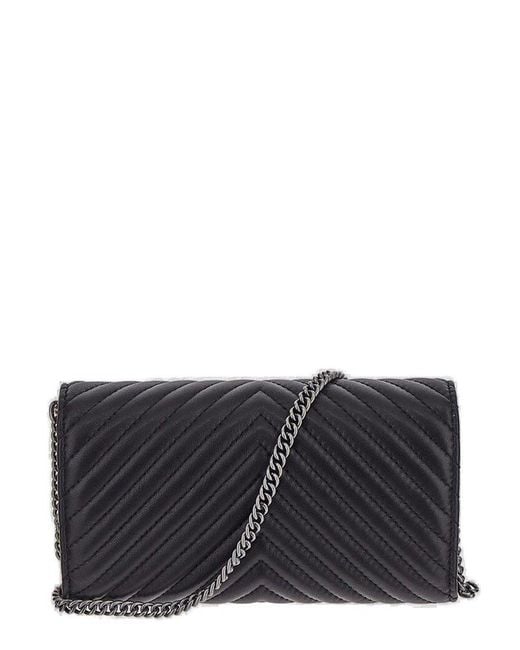 Pinko Gray Logo-plaque Chain-linked Quilted Shoulder Bag