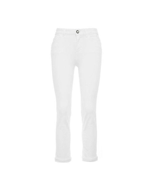 Liu Jo White Mid-Rise Cropped Jeans