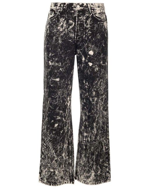 Dries Van Noten Gray Wide Jeans With Bleached Effect for men