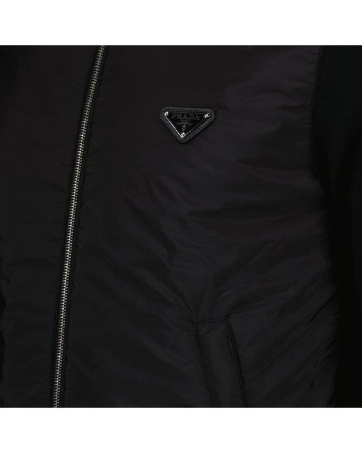 Prada Black Logo Plaque Panelled Jacket for men