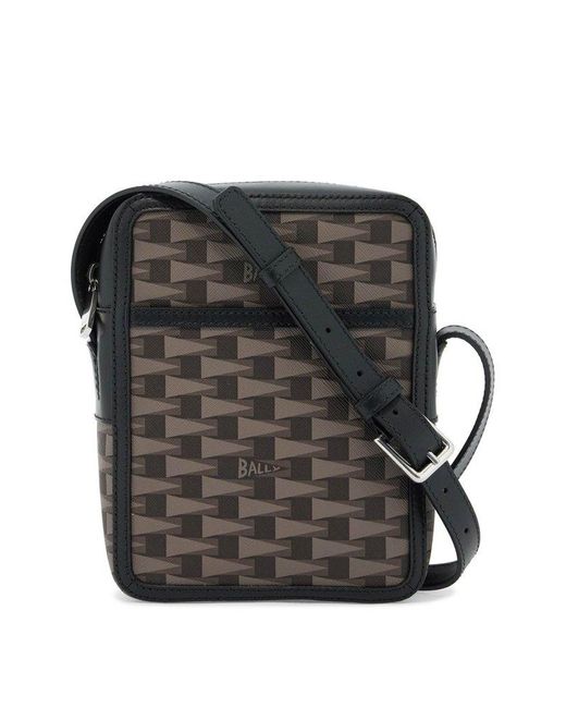 Bally Black Pennant Logo Printed Crossbody Bag for men