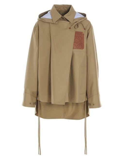 Loewe Natural Military Logo Patch Hooded Parka