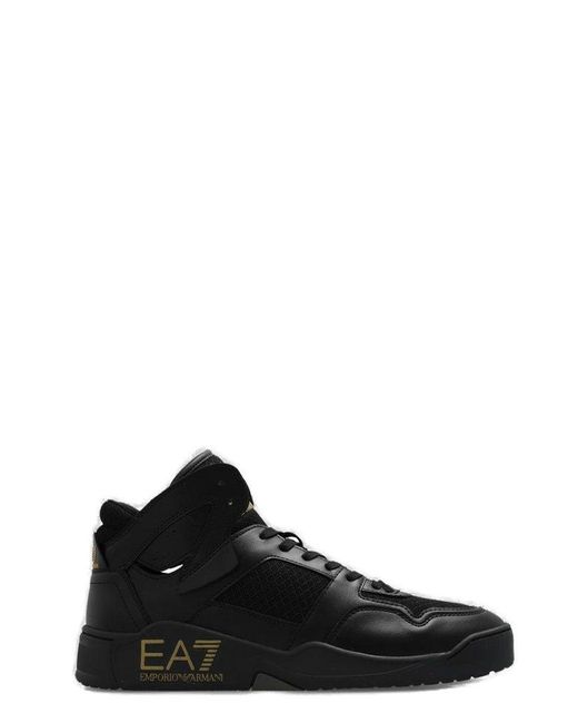 EA7 Black High-top Lace-up Sneakers for men