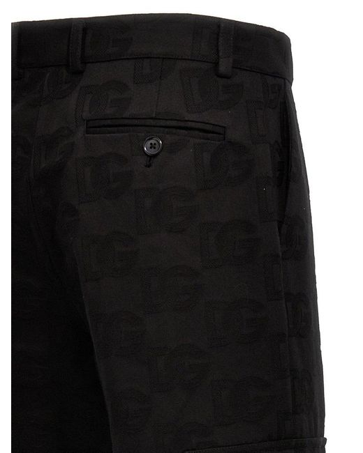 Dolce & Gabbana Black Dg Logo Jacquard Cargo Pants for men