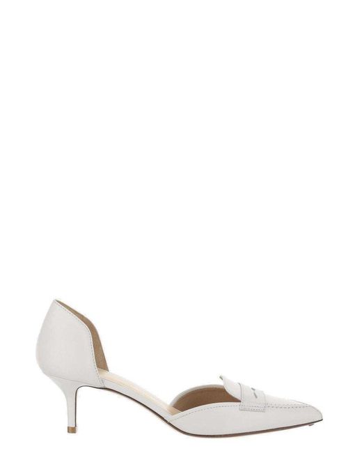 Francesco Russo White Pointed Toe Pumps