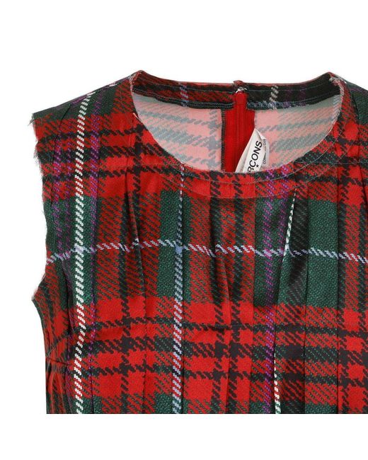 Comme des Garçons Red Checked Pleated Top