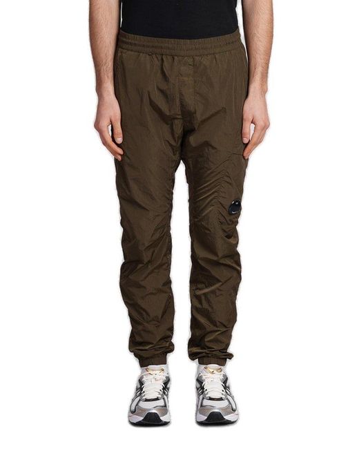 C P Company Brown Logo Patch Tapered Cargo Pants for men