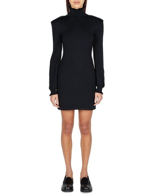 Sportmax Black High Neck Long-sleeved Mini Dress