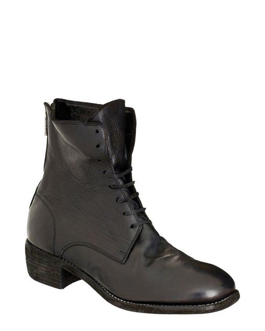 Guidi Black Rear Zipped Lace-up Boots for men