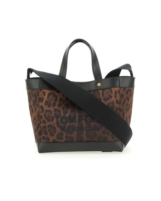 Tom Ford Multicolor Leopard-printed Logo Embroidered Tote Bag