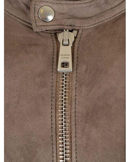 Giorgio Brato Brown Zip-up Straight Hem Jacket for men