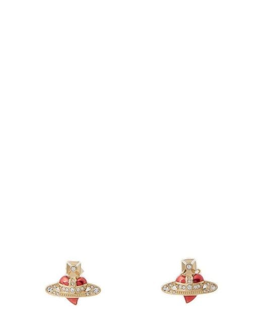 Vivienne Westwood White Orb Shaped Embellished Earrings