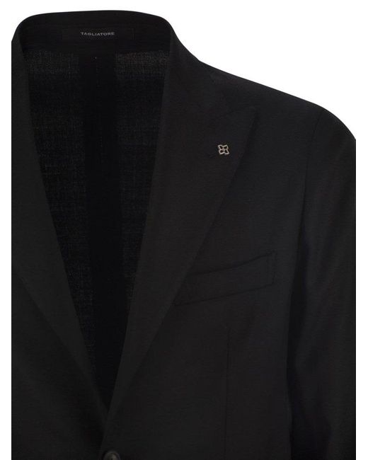 Tagliatore Black Single Breasted Tailored Blazer for men