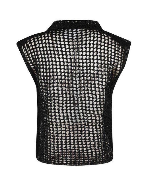 Erika Cavallini Semi Couture Black Mesh Sleeveless Top