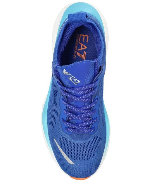 EA7 Blue Logo Printed Lace-Up Sneakers