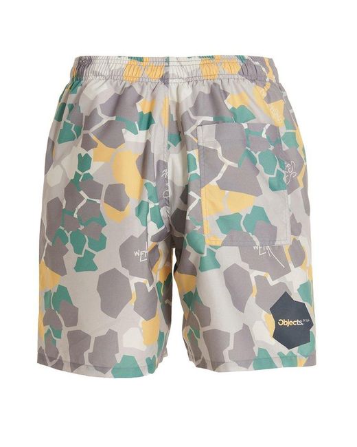 Objects IV Life Blue Printed Swimming Trunks for men
