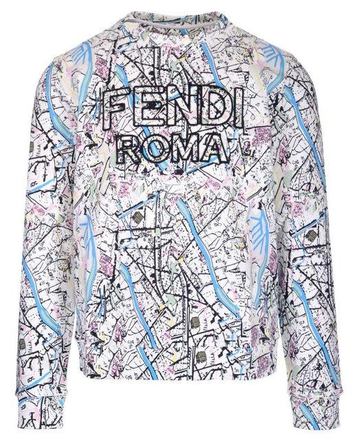 Fendi Multicolor " Maps" Sweatshirt for men