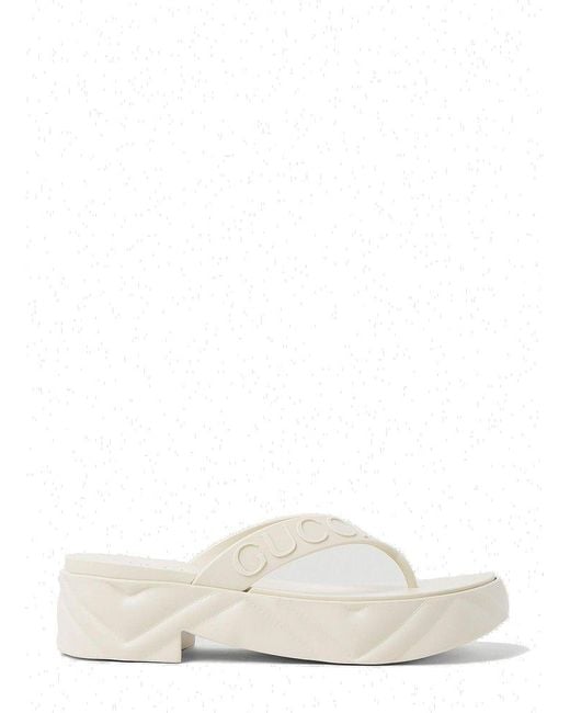 Gucci Natural Tarifa Logo-embossed Platform Sandals